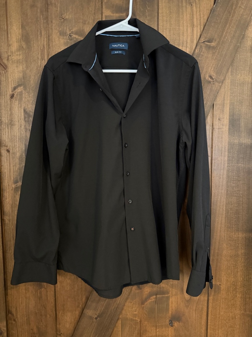 Nautica Men's Black Button-Up Dress Shirt